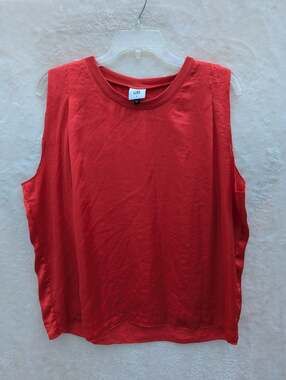 Cabi Red Silk-Alternative Sleeveless Crewneck Tank Top